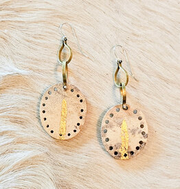 Drilled Antler Slice Earrings with Brass and Silver