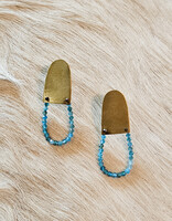 Stone Arch Loop Post Earrings with Apatite