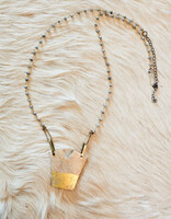 Carved Antler Necklace with Labordorite Beads and Brass