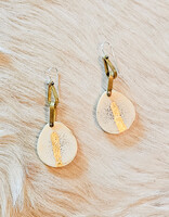 Antler Slice Earrings with Gold Leaf in Brass and Silver