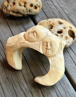 Large Carved Antler Faces and Eagle Cuff