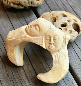 Large Carved Antler Faces and Eagle Cuff