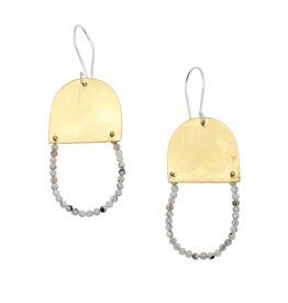 Stone Arch Loop Post Earrings with Quartz