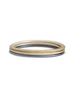 Flat Edges Oval Bangle in Brushed Silver -  Large