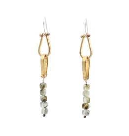 Hinge Chain Drop Earrings with Moss Agate