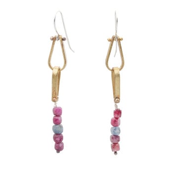 Hinge Chain Drop Earrings with Ruby