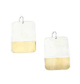 Rectangle Earrings in Silver and Brass