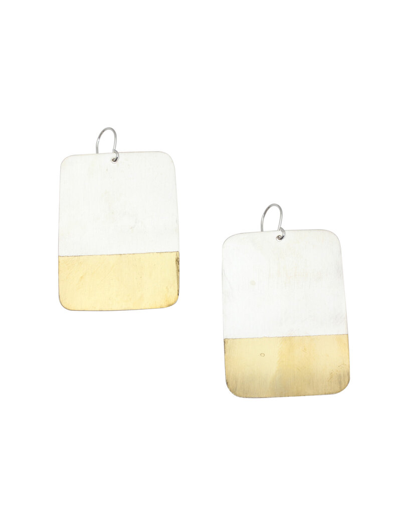Rectangle Earrings in Silver and Brass