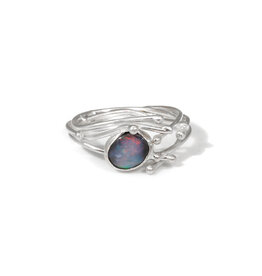 Trevi Pendro Seagrass Ring with Light Blue Opal in Silver