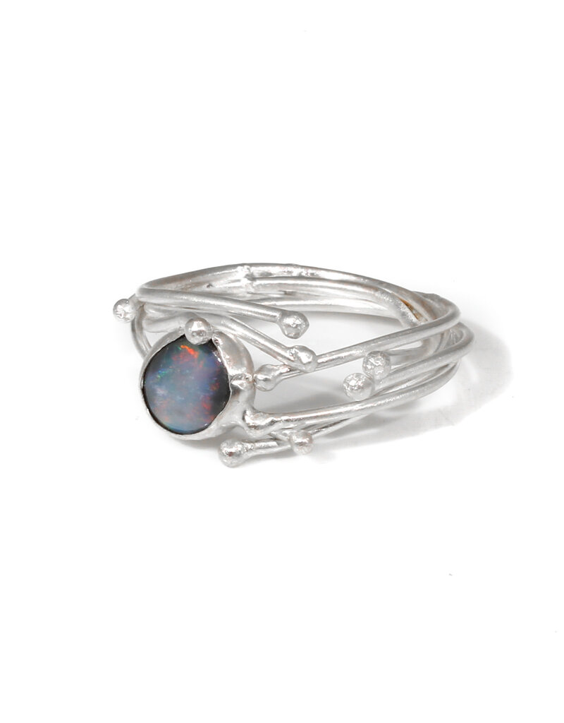 Trevi Pendro Seagrass Ring with Light Blue Opal in Silver