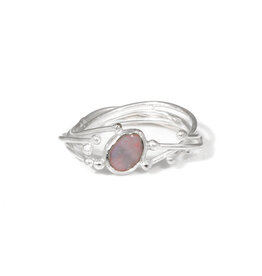 Trevi Pendro Seagrass Ring with Pink Teardrop Opal in Silver