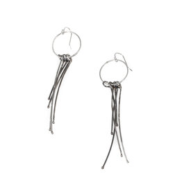 Trevi Pendro Seagrass Dangle Circle Earrings in Silver