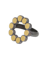 Open Gold Circle Dot Ring in Oxidized Silver and 22k Bi-Metal