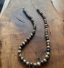Custom Mixed Baroque Pearl Necklace with 18k Gold Handmade Chain and Caps
