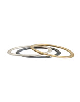Flat Edges Oval Bangle in Brushed Silver -  S/M
