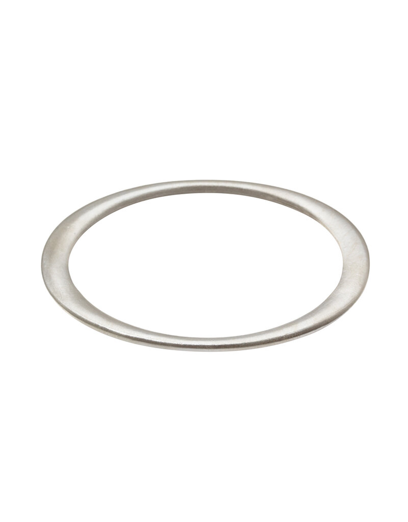 Flat Edges Oval Bangle in Brushed Silver -  S/M