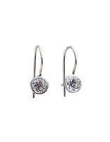 Basket Set Bezel Diamond Earrings in Platinum on Locking French Wires