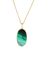 Malachite Pendant in 18k Gold with Oxidized Silver Back