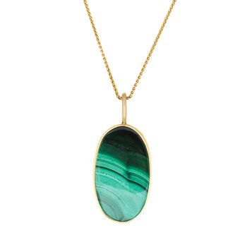 Malachite Pendant in 18k Gold with Oxidized Silver Back