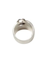 Textured Cuba Ring in Silver with Rough Grey Diamond in 18k Palladium White Gold