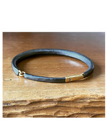 Forged Men's Cuff Bracelet with Cognac Diamond in Oxidized Silver & 18k Gold