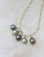 Grey Tahitian Baroque Pearl Pendant with 18k Gold Bail