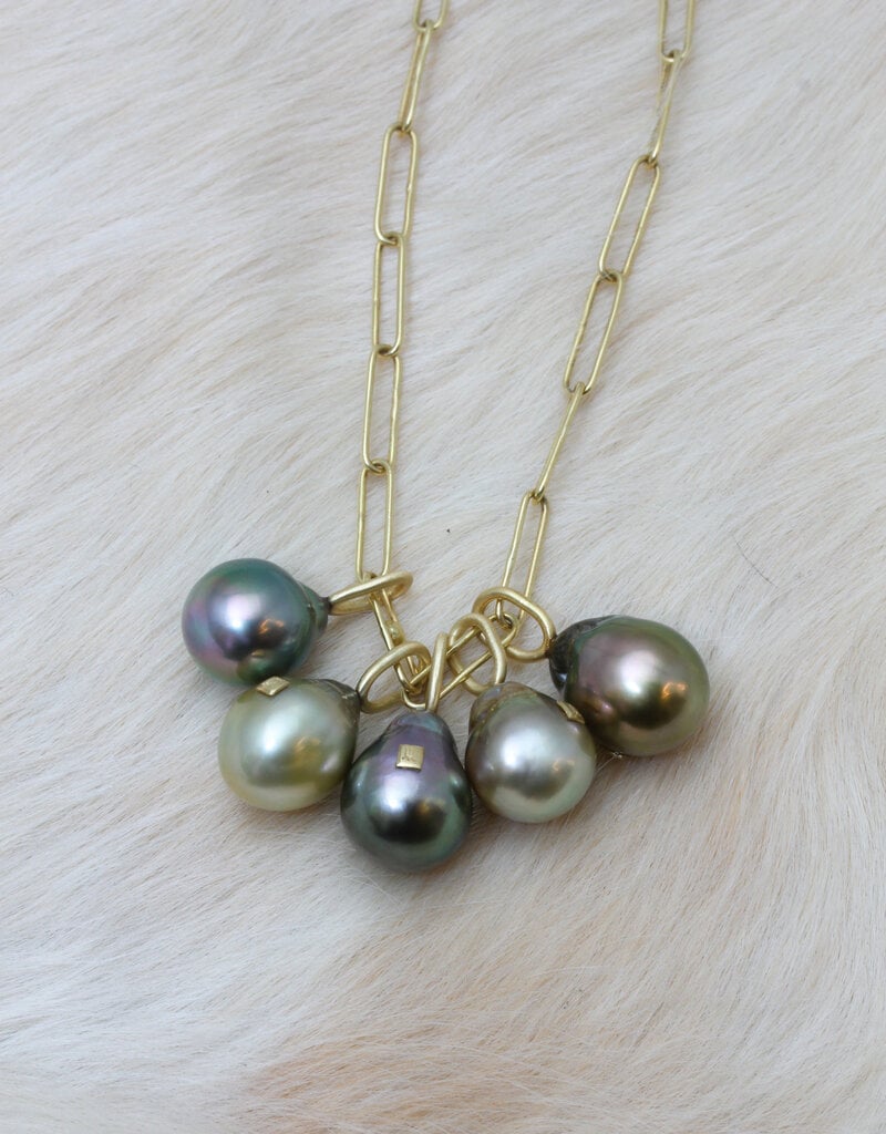 Grey Tahitian Baroque Pearl Pendant with 18k Gold Bail