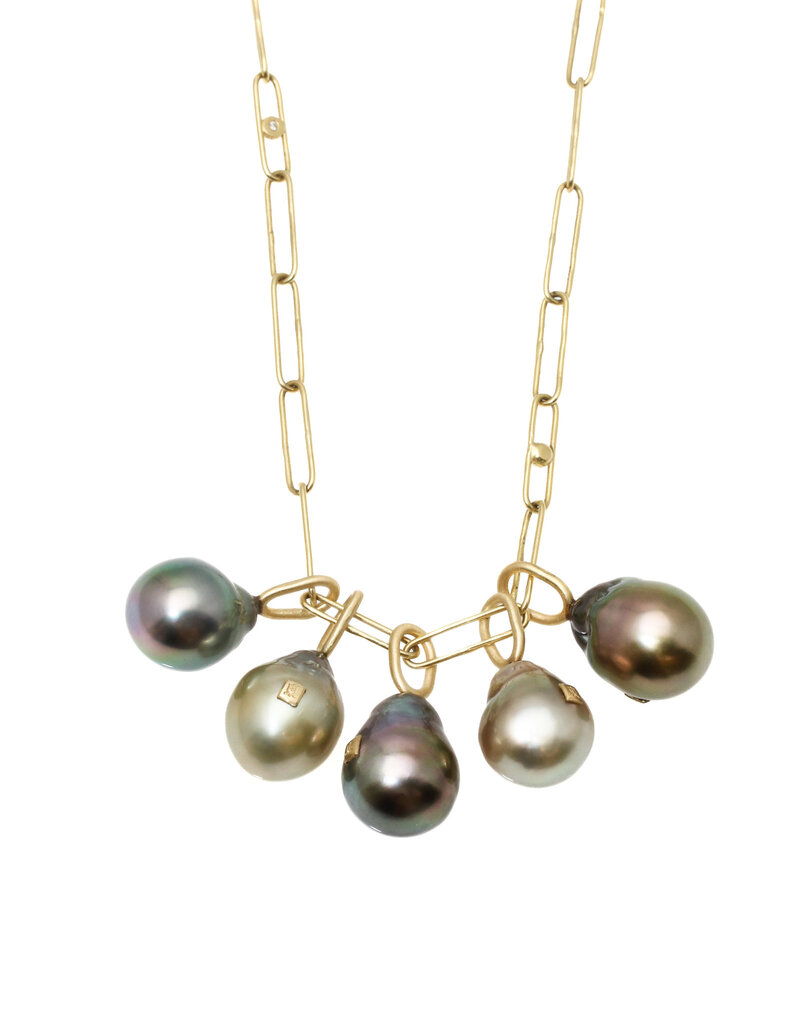 Grey Tahitian Baroque Pearl Pendant with 18k Gold Bail