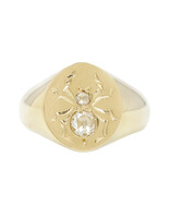 Wendy Wagner Widow's Signet in 14k Yellow Gold with White Rose Cut Diamonds