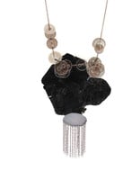 Necklace with Mica sheet, Oxidized Silver, Mica Discs & Bronze