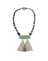 Necklace with Mica Triangles, Cut Glass & Sterling Silver Chain