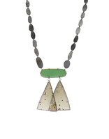 Necklace with Mica Triangles, Cut Glass & Sterling Silver Chain