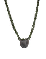 Necklace with Green Beaded Glass & Oxidized Silver