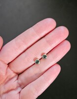 Lab Grown Round Emerald Post Earrings in 14k Gold