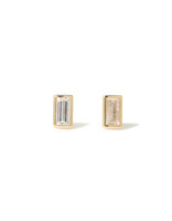 Tiny Baguette Diamond Post Earrings in 14k Gold