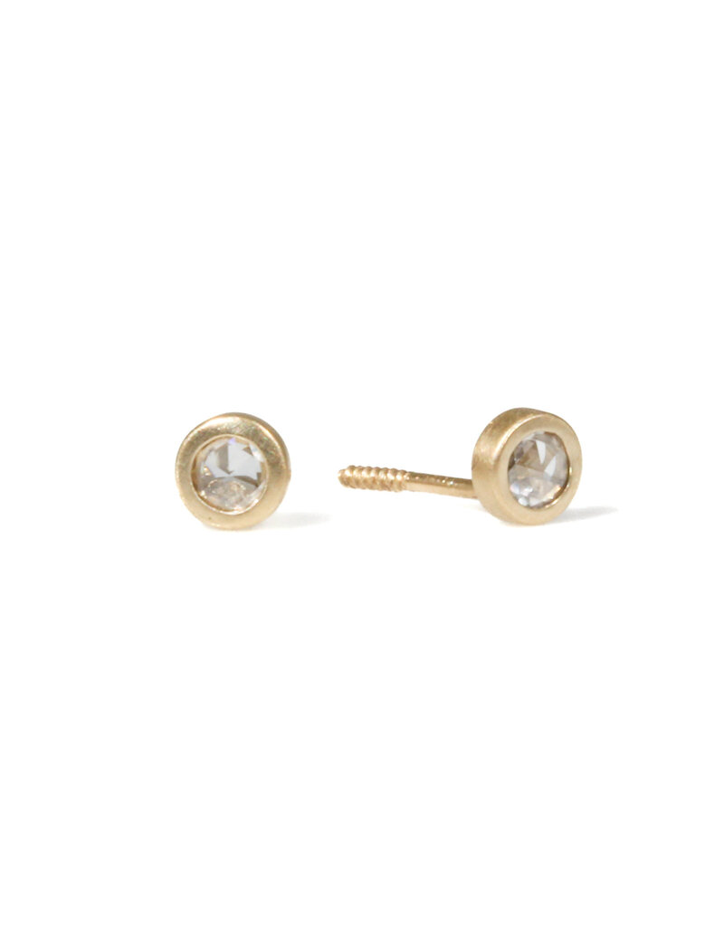 Rosecut Diamond Earrings in 14k Gold with Threaded Posts