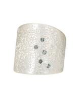 Textured Cuba Ring in Silver with 5 Grey Sapphires