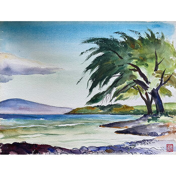 Kenneth Higashimachi Medium Watercolor Painting #10 (12" x 17")