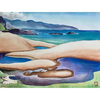 Kenneth Higashimachi Medium Watercolor Painting #15 (12" x 17")