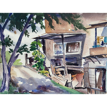 Kenneth Higashimachi Medium Watercolor Painting #25 (12" x 17")