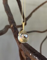 Tahitian Baroque Pearl Pendant with Sand-Textured 18k Yellow Gold