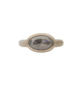 Oval Rosecut Diamond Solitaire Ring in 14k Palladium White Gold