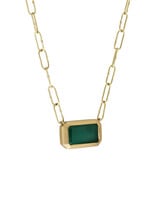 Emerald Pendant in 18k Gold with Handmade Chain