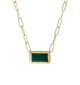 Emerald Pendant in 18k Gold with Handmade Chain
