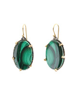 Malachite Earrings in Oxidized Silver and 18k Gold