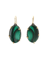 Malachite Earrings in Oxidized Silver and 18k Gold