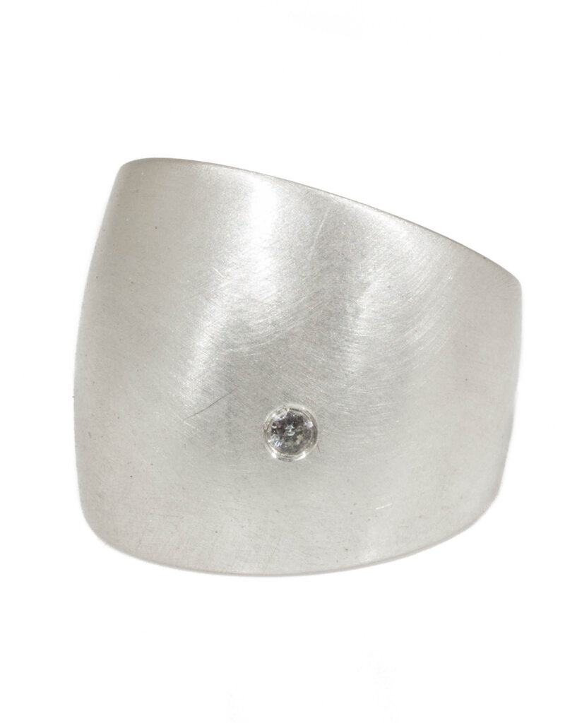 Round Cuba Ring in Silver with White Sapphire
