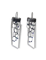 Lapis & Glass Earrings in Oxidized Silver