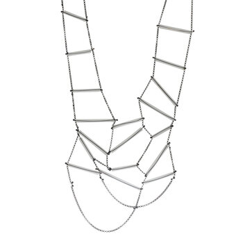 Necklace with Pyrex & Silver Web Chain