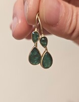 Double Teardrop Emerald Earrings in 18k Gold